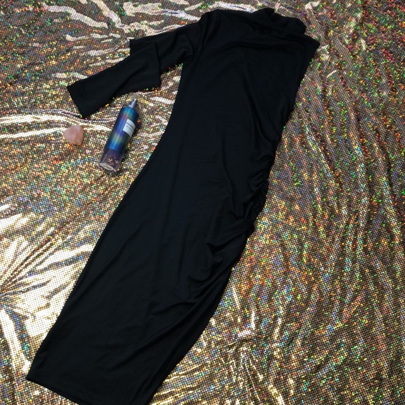 Nwot Midnight Black In & Out Sexy Mock Neck Dress - Picture 11 of 15